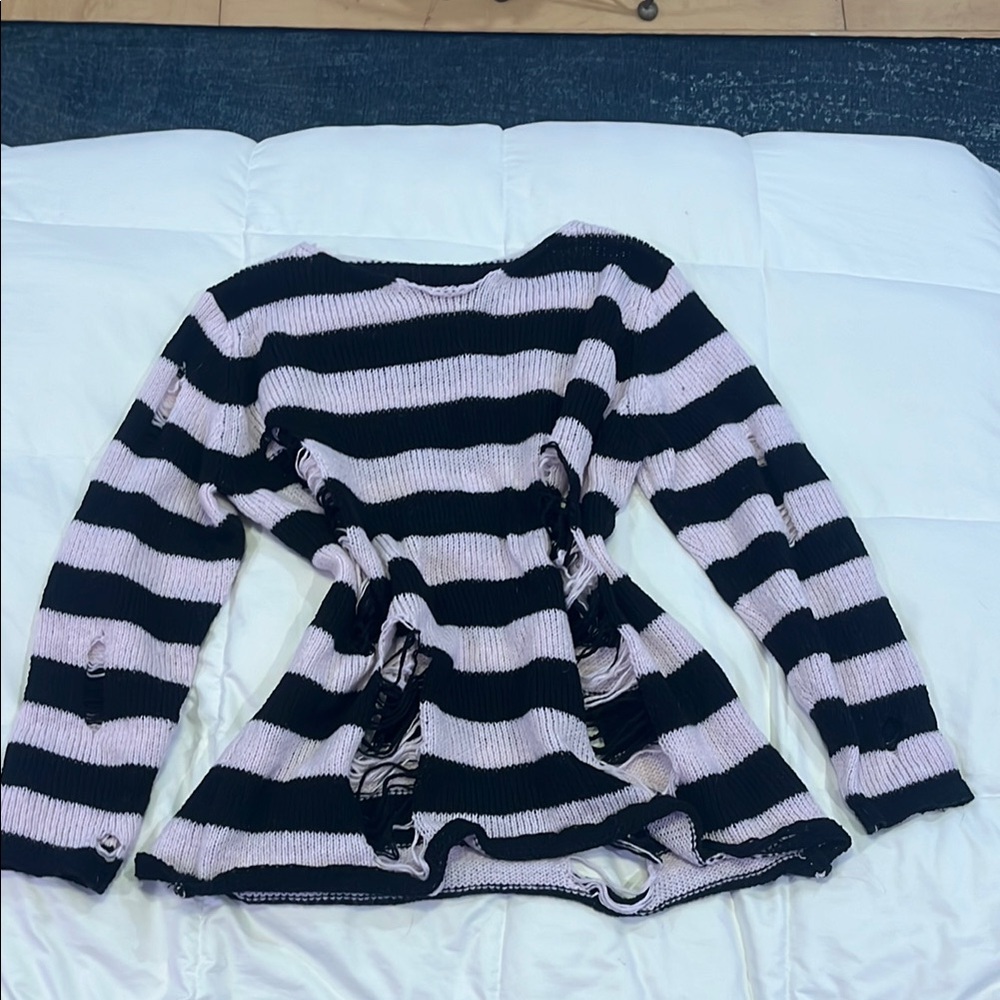 Black and pink Striped Sweater